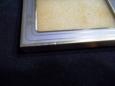 Vintage Gold Tone Metal 2.5x3.5  Picture Frame - Glass Included Attached Easel