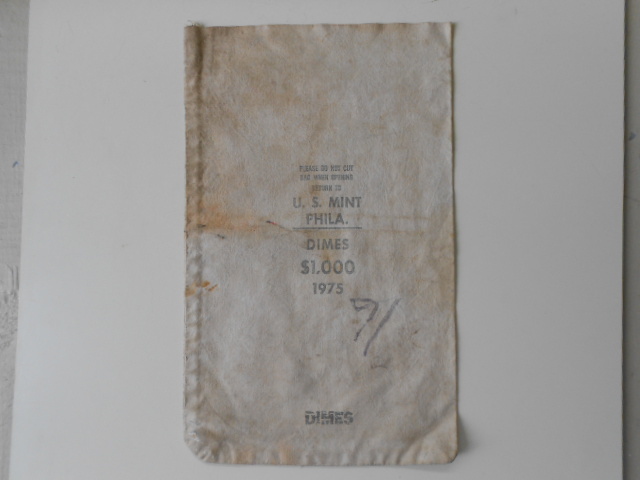 3 VINTAGE 1975 US Mint  Philidelphia Cloth Bank  Bags CENTS-DIMES-QUARTERS