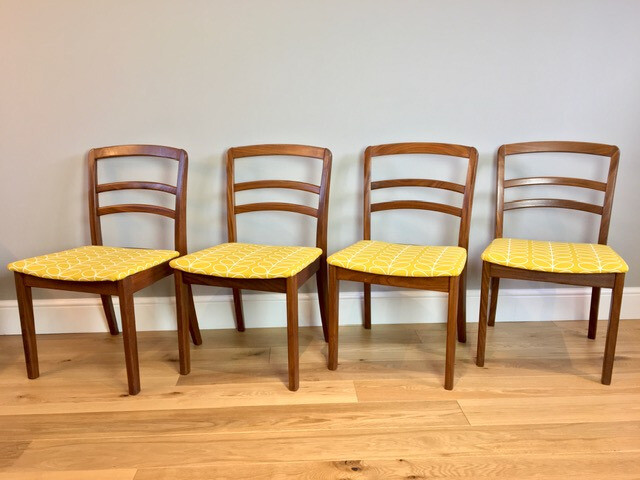 Set Of 4 Original G Plan Mid Century Newly Reupholstered Dining