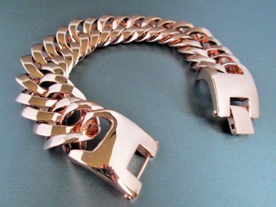 Bracelet 8 inch X 22.5 mm Cuban Curb Chain Rose Gold Plated over Stainless Steel