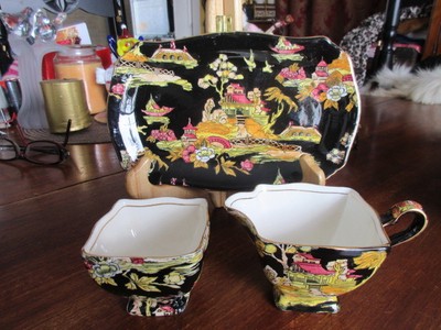 #5A ROYAL WINTON creamer sugar tray DISH GRIMWADES MADE IN ENGLAND DESIGN PEKIN