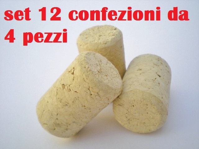 Set 12 Confezioni da 4 Pezzi Tappo Sughero Agglomerato Bottiglie Vino Olio moc
