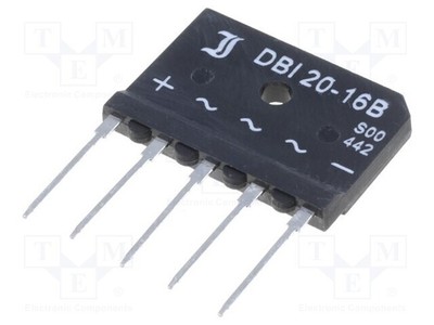 Three-Phase Bridge Rectifier If: 20A Urmax: 1.6kV Ifsm: 200A DBI20-16B Three