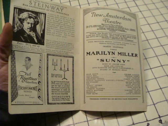 Orig Booklet - 1925 -- NEW AMSTERDAM THEATRE Program -- SUNNY marilyn miller