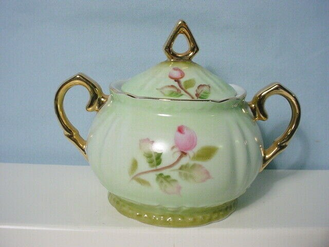 Lefton Heritage Green Sugar Bowl with Lid 15/392