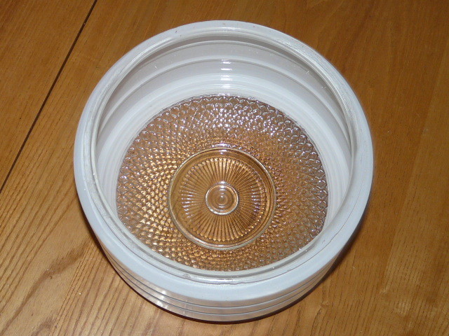 Nice VIntage Glass Clear & White Shade Ceiling Light Globe