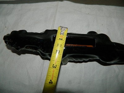 vintage ceramic Panther planter red clay, glossy black