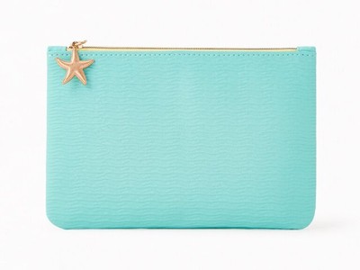 Ipsy July 2022 Glam Bag ~ Turquoise With Gold Starfish ~ Empty Makeup Bag Only
