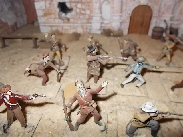 1:32 Alamo Painted Plastic Soldiers and Wood & Plaster Buildings