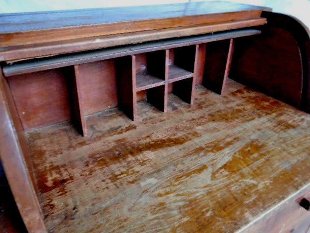 Antique Child's Rolltop Desk, custom made solid maple wood, 4 drawers w/locks