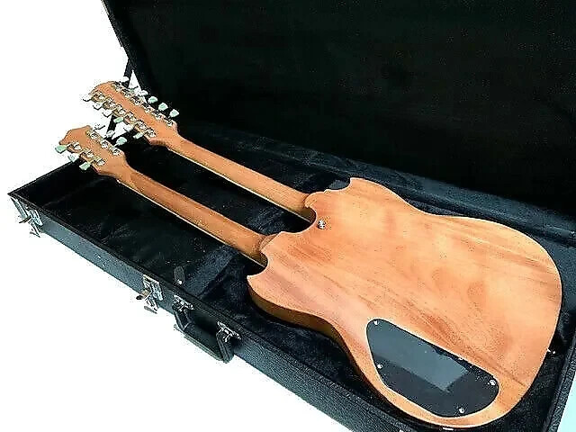 New Custom SG STYLE 6/12 BURL MAPLE Double Neck Electric Guitar With HARD Case