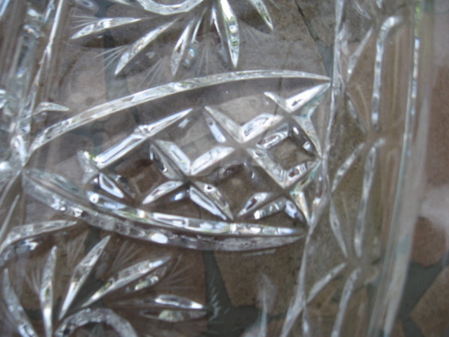Cut Crystal diveded dish pinwheel 24% LEAD BIRK MONTREAL clear glass 13