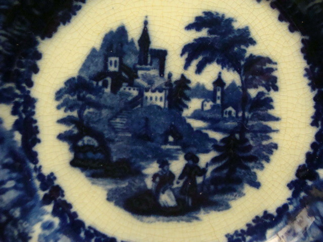 ANTIQUE -- flow blue --  non pareil -- 3 small plates 6