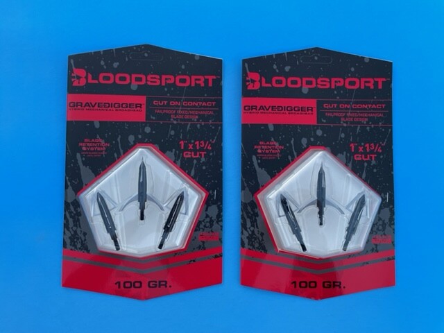 2 Bloodsport Gravedigger 100 Grain 1" Cut-on-Contact Mechanical Hybrid Broadhead