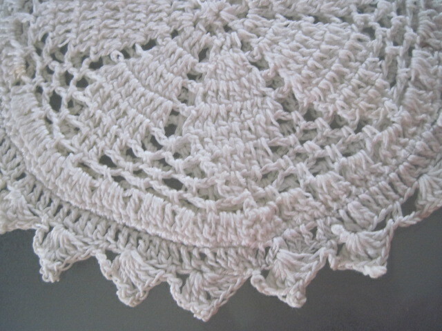 Set of 3 Vintage Potholders Yellow & White Crocheted Approx.  6” Diameter.