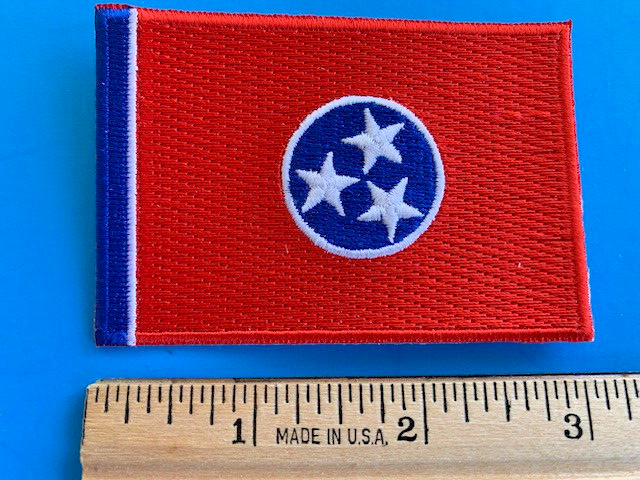 TENNESSEE STATE FLAG EMBROIDERED PATCH IRON-ON OR SEW-ON HI-QUALITY (3 x 2”)