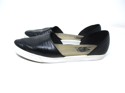 Vans Women s Skimmer Moto Leather Black Slip On Shoes Size eBay