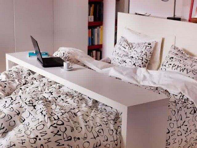  Ikea  Malm rolling overbed  table  in white king size in 