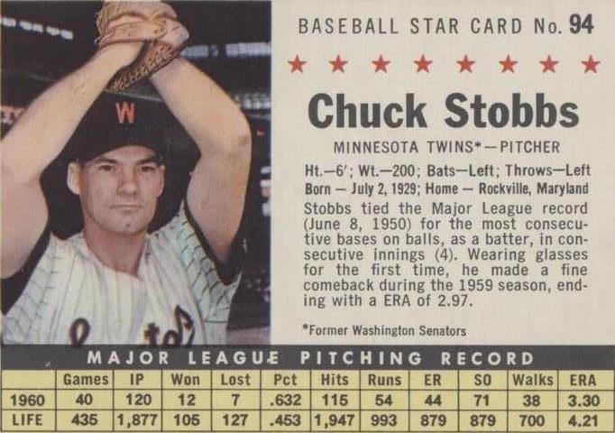 1961 Post - Chuck Stobbs #94