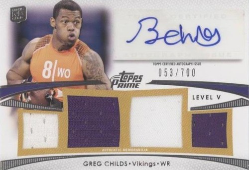 2012 Topps Prime Greg Childs #PV-GC