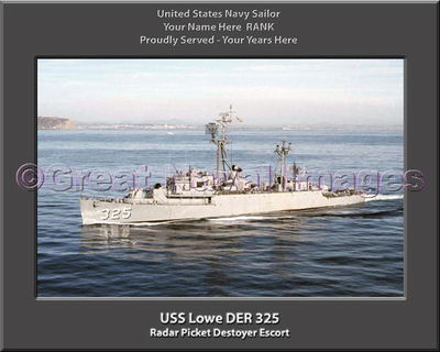 USS Lowe DER 325 Personalized Canvas Ship Photo Print Navy Veteran Gift