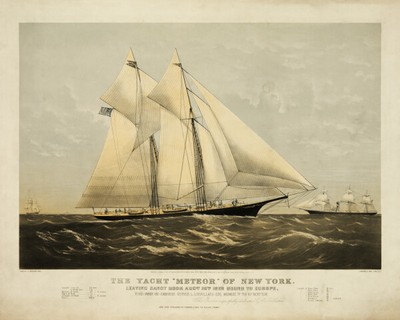 Print: The Yacht Meteor Of New York: Leaving Sandy Hook Augst. 16th. 1869