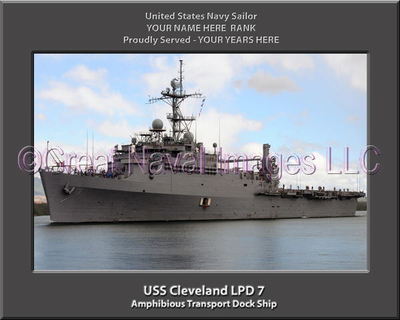 USS Cleveland LPD 7 Personalized Canvas Ship Photo Print Navy Veteran Gift