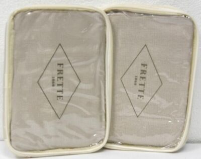$400 New Frette Pitone Biancheria 2 Pc Set Shams Savage Beige Sham Euro