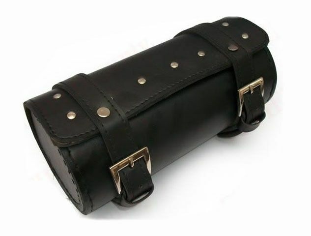 Fits Royal Enfield Black Studded Leatherite Tool Bag Roll 