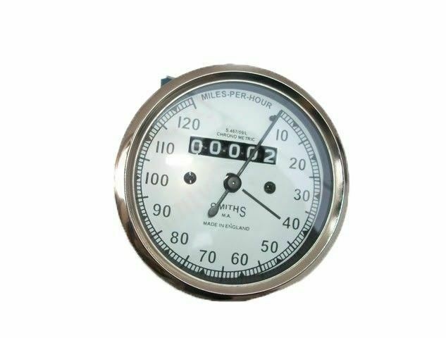 Replica Smiths Speedometer White 120 Mph with 54" Cable For Royal Enfield BSA Norton