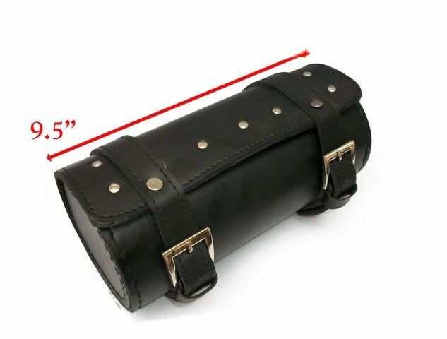 Fits Royal Enfield Black Studded Leatherite Tool Bag Roll 