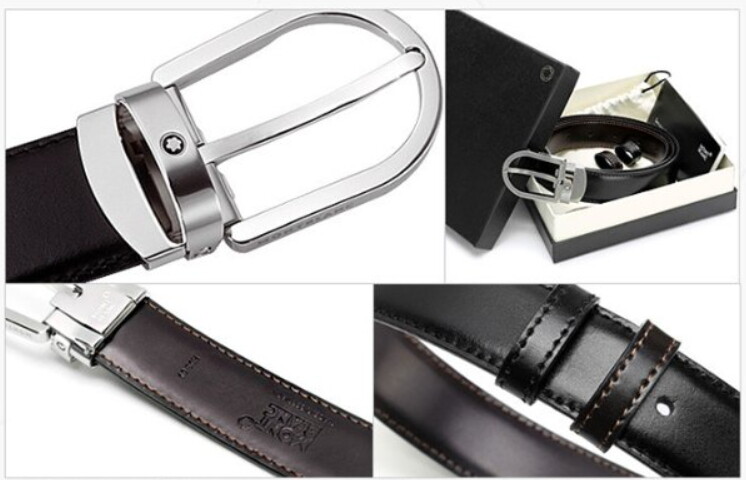 Pre-owned Montblanc 111092 Classic Line Cutting Reversible Belt Leather 1x45 Inch Eu Made In Black & Brown (both Side Use)