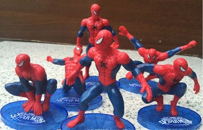 6 in 1 SpiderMan Garage Kit Toy Doll PVC Action Figure Gift Ornaments