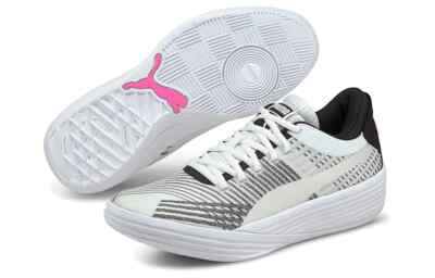 Puma Clyde All-Pro Basketball White Black Pink 194039-03 Men's US 8.5 Shoes 