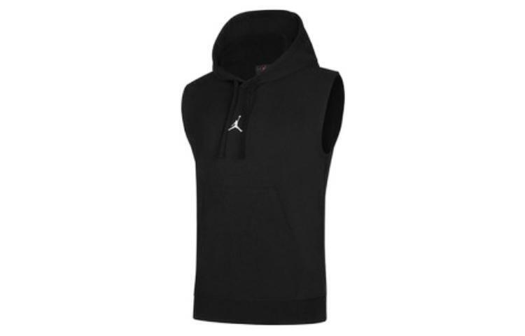 Pre-owned Jordan Sleeveless Breathable Solid Color Pullover Hoodie Vest Dm2822-010 In Black