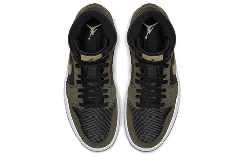 Pre-owned Jordan Nike Air  1 Mid Olive Women's Retro Sneakers Bq6472-030 In Green