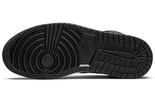 Pre-owned Jordan Nike Air  1 Mid Olive Women's Retro Sneakers Bq6472-030 In Green