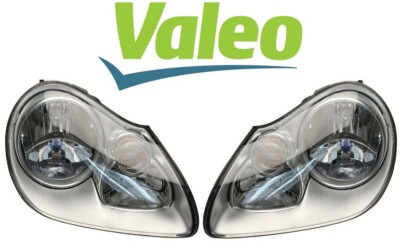 Valeo Pair Set of Left & Right Headlight Assemblies Halogen For Porsche Cayenne