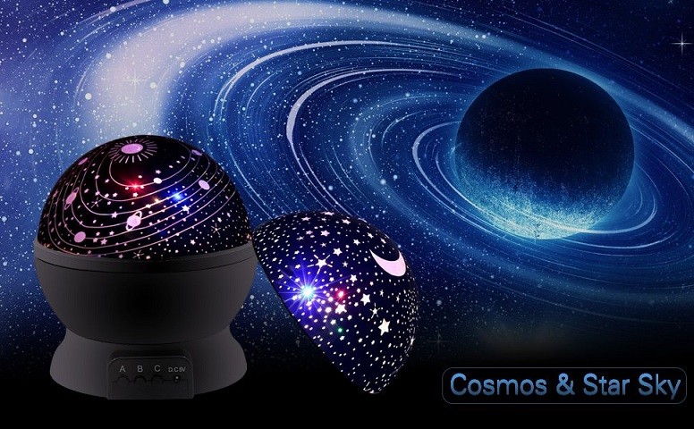 Stars Night Light Projection Sky Lamp For Kids Bedroom Black Rotating Projector