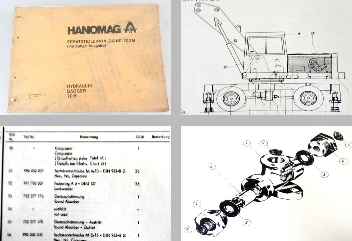 Hanomag 70 M Bagger Ersatzteilliste Ersatzteilkatalog bis Serie 05