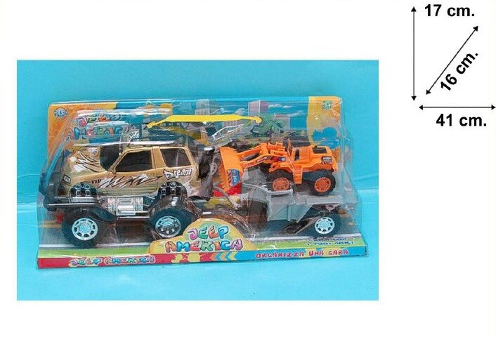 Box Jeep America Con Rimorchio Giocattolo Gioco Bambini sar