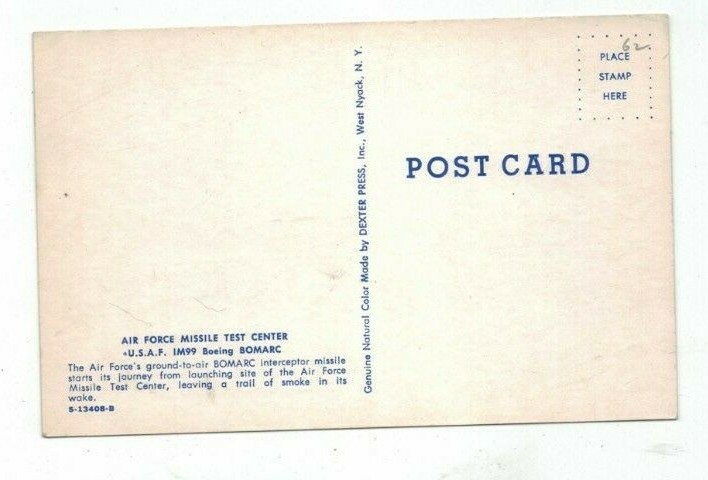 Vintage Air Force Space Post Card USAF IM99 Boeing BOMARC missile launch