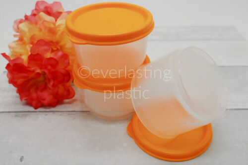 Brand New TUPPERWARE Snack Cups Set of 3 W/Seals 4 oz. Container Orange O
