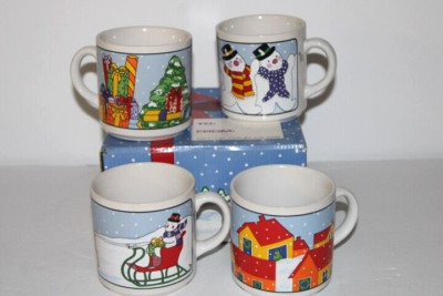 VINTAGE CHRISTMAS MUGS - SET OF 4 BY HOUZE CORP.
