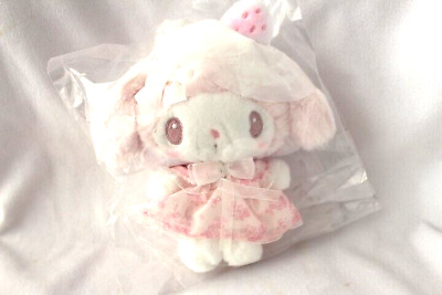 Sanrio My Melody stuffed animal toy mascot holder  NEW white strawberry birthday