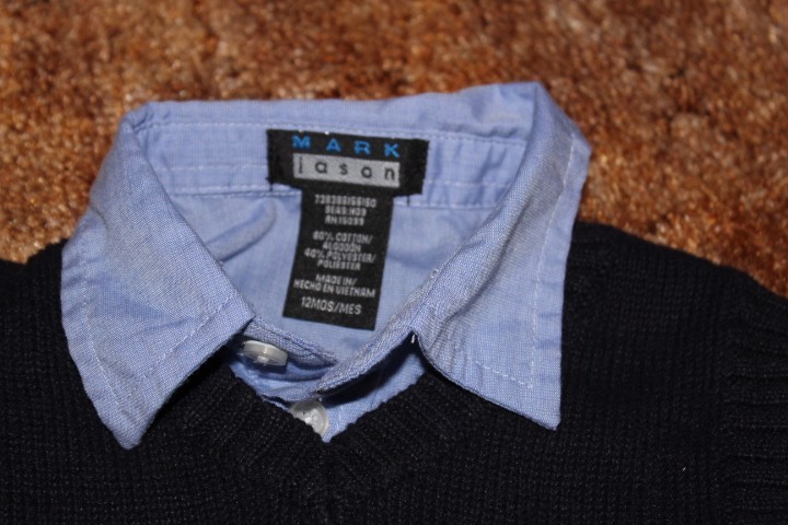 Baby Boy Dress Shirt and Vest Set Navy, Blue, Brown Christmas 12 m Mark Jason