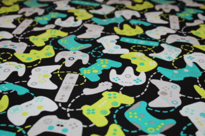 GAMER Fabric FAT QUARTER {100% COTTON} Teen Boy Video Games PS4 XBOX Controllers