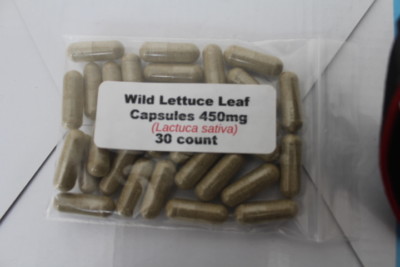 Wild Lettuce Leaf Powder Capsules (Lactuca sativa) 450mg   - 30 count