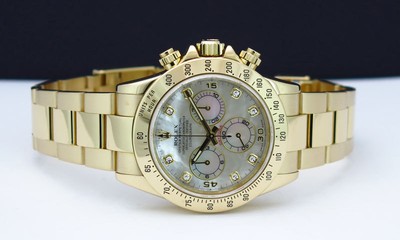 Rolex Daytona Yellow Gold Mother of Pearl Diamond 116528 Rehaut WATCH CHEST