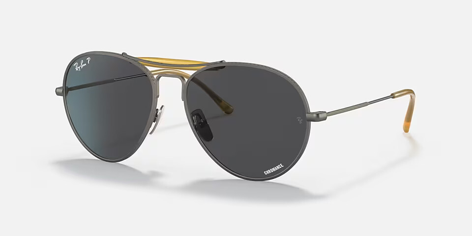 Pre-owned Ray Ban Ray-ban Pilot Titanium Polarized Sunglasses - Rb8063 - M 55-16mm